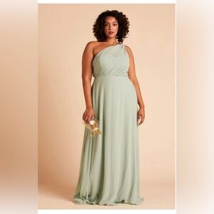 Birdy Grey Kira Chiffon Dress in Sage Green Bridesmaid Large